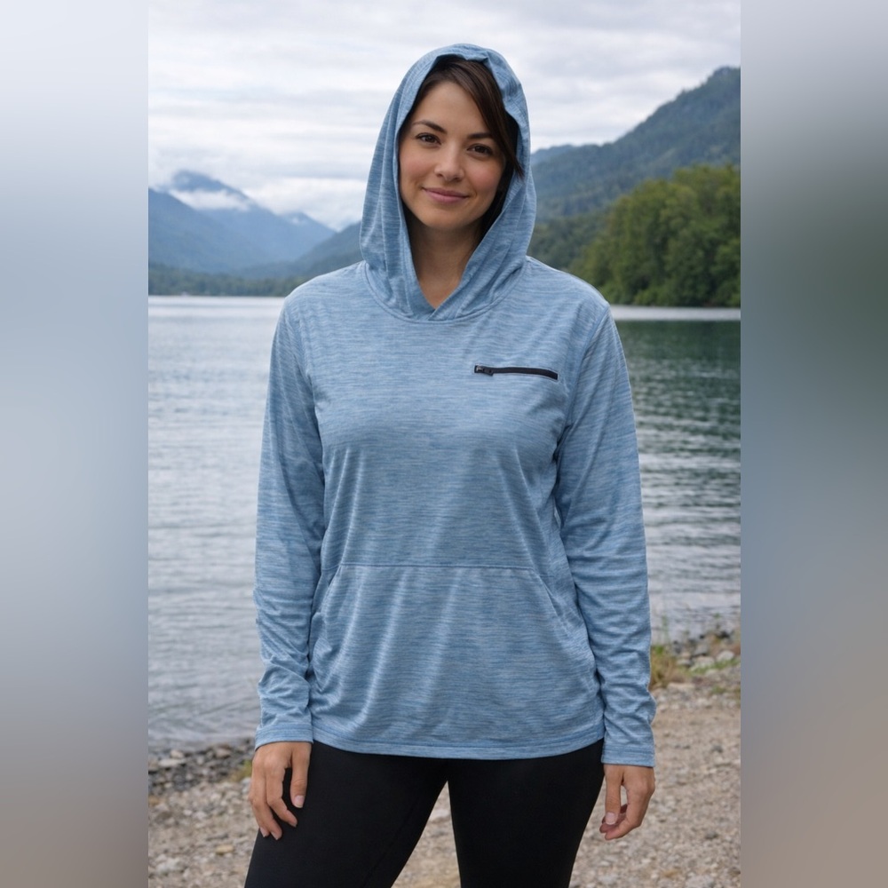 Zella pyrite lite light blue melange hoodie XL